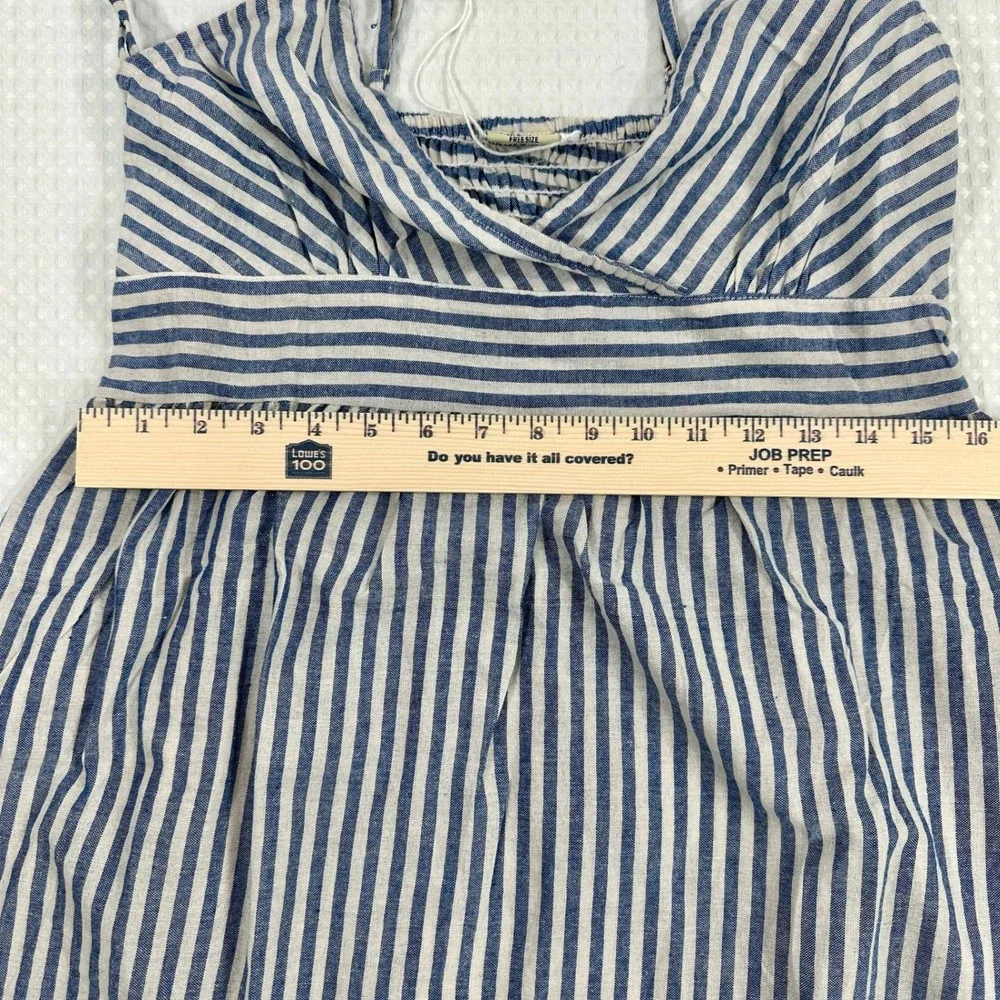 Indian Emporium Blue White Striped V Neck Camisole Dress Sundress‎ Beach